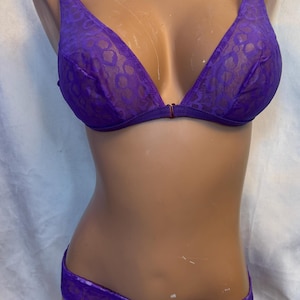 Sheer nylon lace bra and panties