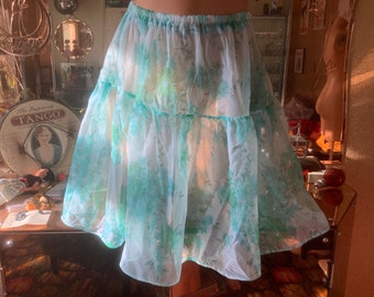 Vintage mod  sheer aqua nylon slip home made or altered