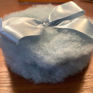 Boxed large vintage lambs wool powder puff