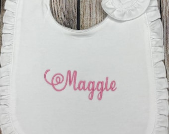 Girls Baby Bib, Girls Monogram Baby Bib, Coming Home Gift, Sibling Gift, Baby Gift , Personalized Bib, Monogram Bib