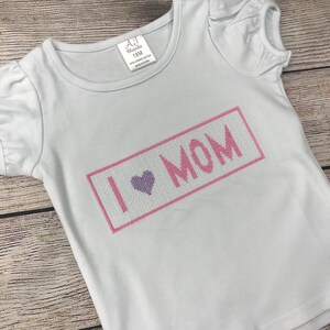 Girls I Love Mom Shirt , Smocked Shirt, Faux Smock Shirt, Girls Mother&#39;s Day Shirt, Personalized Shirt , Girls Custom Shirt