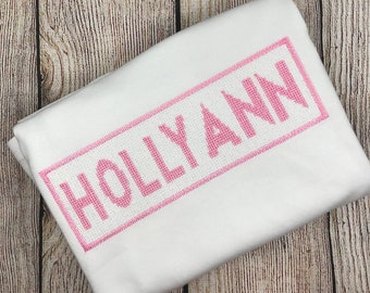 Girls Name Shirt , Smocked Shirt, Faux Smock Shirt, Girls Monogram Shirt, Personalized Shirt , Girls Custom Shirt