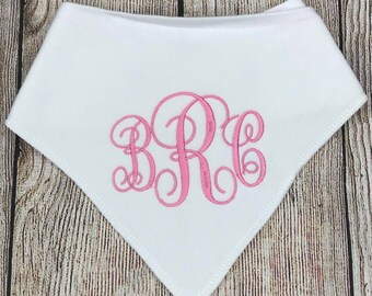 Girls Bandana Baby Bib, Girls Monogram Baby Bib, Coming Home Gift, Sibling Gift, Baby Gift , Personalized Bib, Monogram Bib