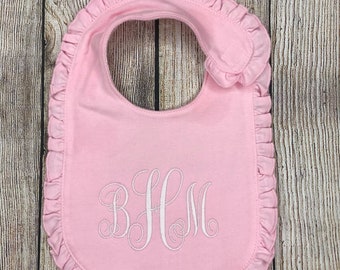 Girls Baby Bib, Girls Monogram Baby Bib, Coming Home Gift, Sibling Gift, Baby Gift , Personalized Bib, Monogram Bib, Pink Bib