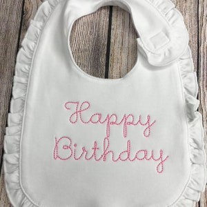 Girls Baby Bib, Happy Birthday Bib , Sibling Gift, Baby Gift , Personalized Bib , Monogram Bib, 1st Birthday bib