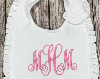 Girls Baby Bib, Girls Monogram Baby Bib, Coming Home Gift, Sibling Gift, Baby Gift , Personalized Bib, Monogram Bib
