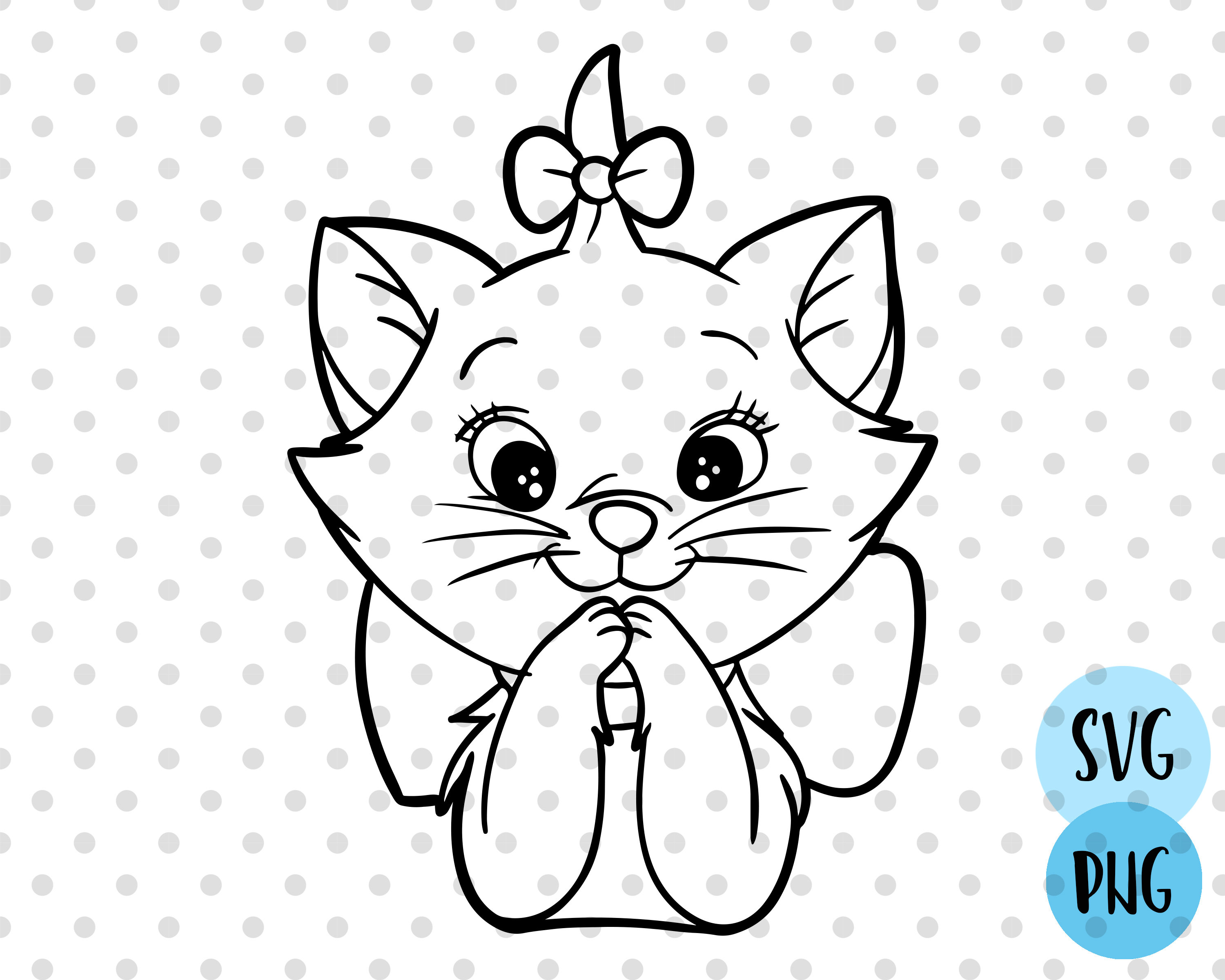 Marie svg aristocats svg marie cut file marie outline svg | Etsy