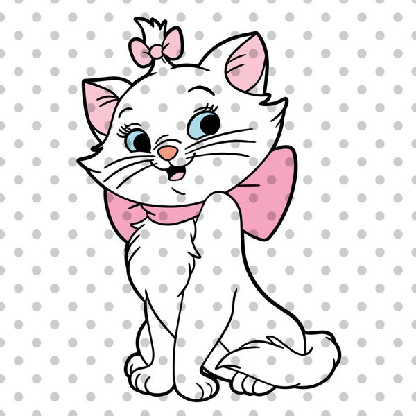 Marie Cat Svg, Fancy Cat SVG, simpatico gatto SVG