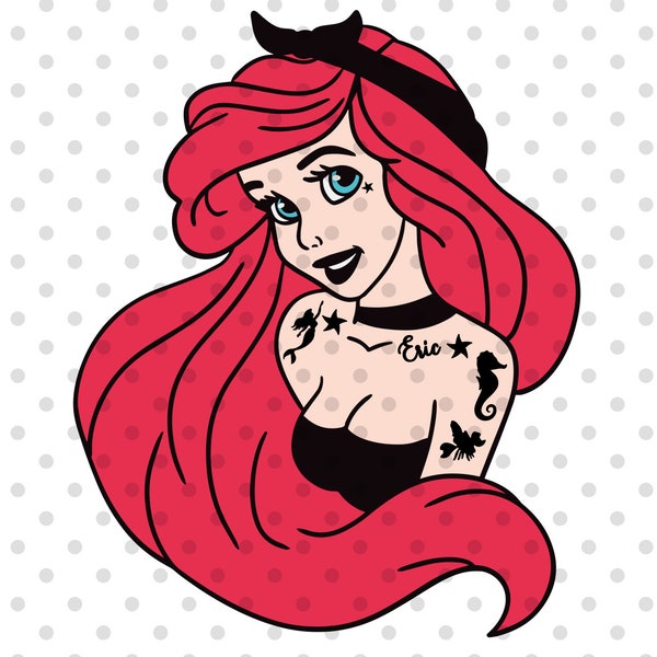 Punk Goth Princess SVG, goth svg, punk svg, punk princess svg, mermaid princess svg