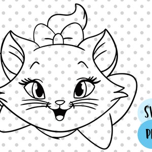 マリー svg、猫 svg、かわいい猫 svg、アウトライン svg