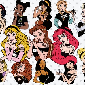 13pcs, Punk Princess Bundle SVG, Goth Princess svg, goth svg, punk svg, punk princesa svg, princesa svg