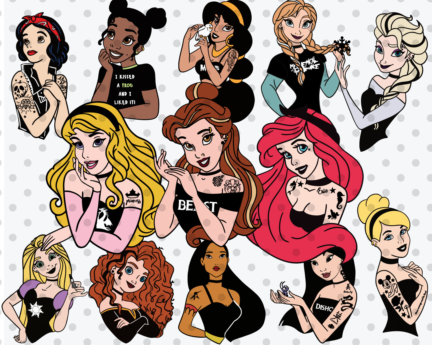 Magliette principesse shop disney tatuate
