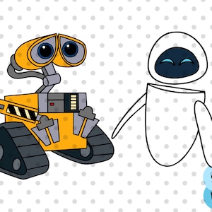2pcs, LAYERED, Wall e SVG, wally svg, eve svg, robot svg