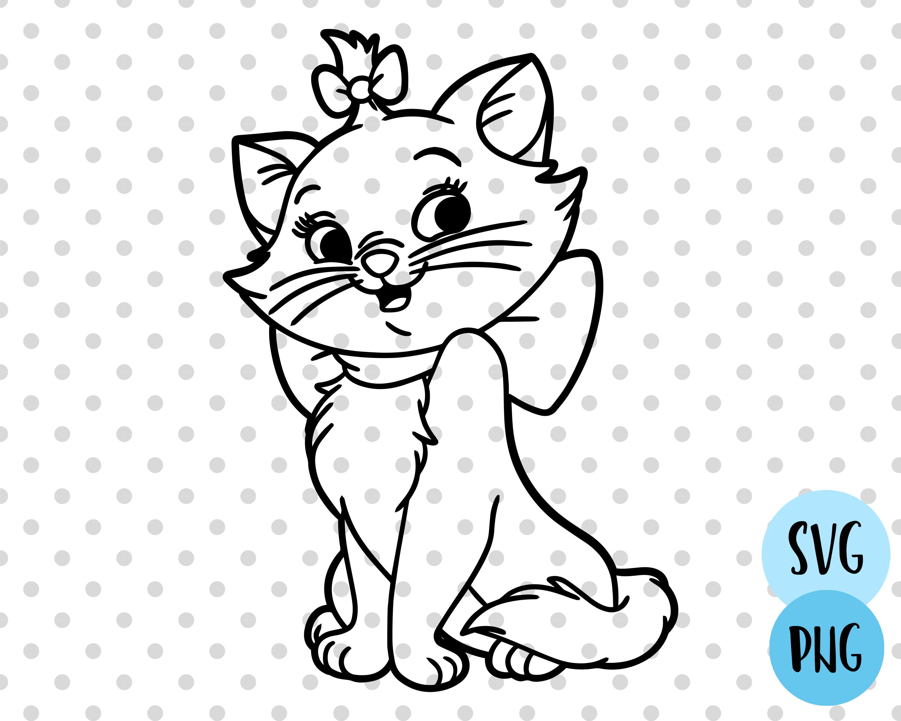 Marie svg aristocats svg marie cut file marie outline svg | Etsy