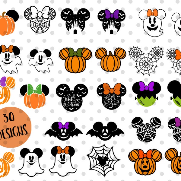 30 pièces, lot de Halloween SVG, citrouille d'Halloween, svg fantômes, chauves-souris svg, svg de bonbons d'halloween