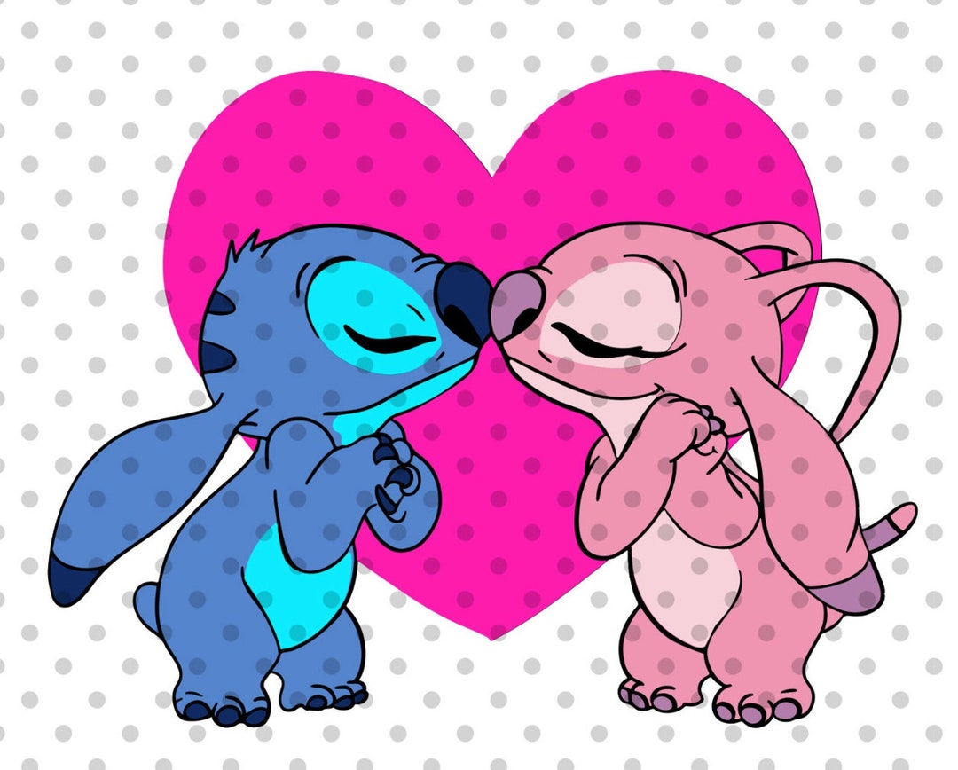 Lilo and Stitch Plush Toy Stitch & Angel Hug With Love Heart