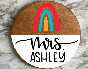 Rainbow Decor for Teachers, Door Signs for School Staff, Teacher Appreciation Day Gift, Handmade Gifts for Teachers, Wall Sign for Teacher