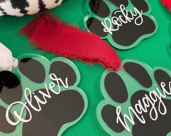 Paw Print Christmas Ornament, Christmas Gift for Dog Mom,Christmas Gift for Dog Lover, Personalized Christmas Ornament for Dog, Dog Bone