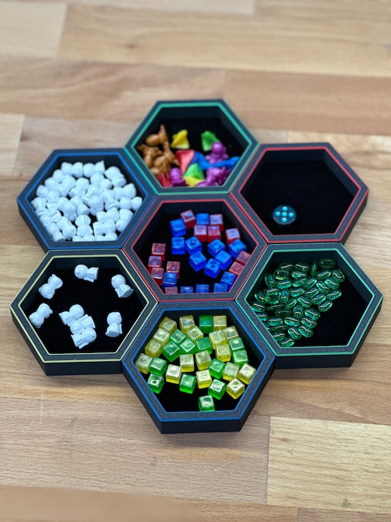 Magnetic Board Game Token Trays - 7 Tray Set - Hexasnap