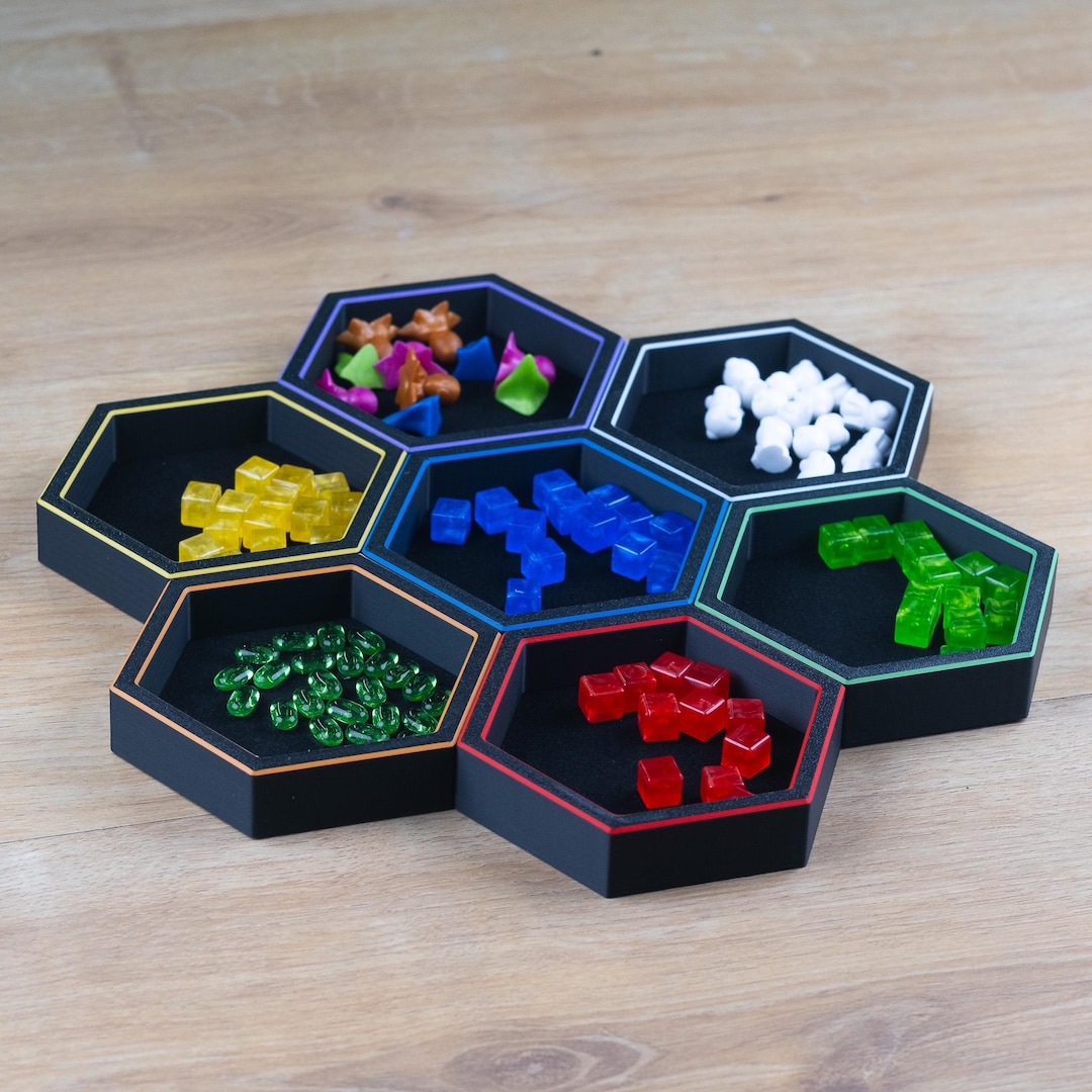Magnetic Hexagon Board Game Trays – Modular Token Organizer With 12 ...