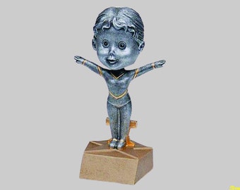 Gymnast Bobblehead Trophy with Laser Engraved Plate