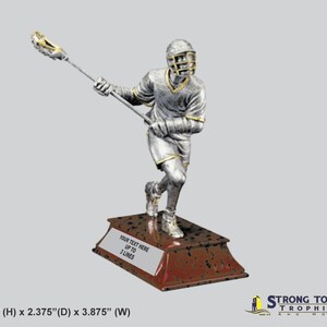 Lacrosse Elite Resin Trophy 9 Inch - Male - with Laser Engraved Plate - 55562GS