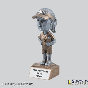 Coach Bobblehead Trophy - Female - with Laser Engraved Plate - BH-586