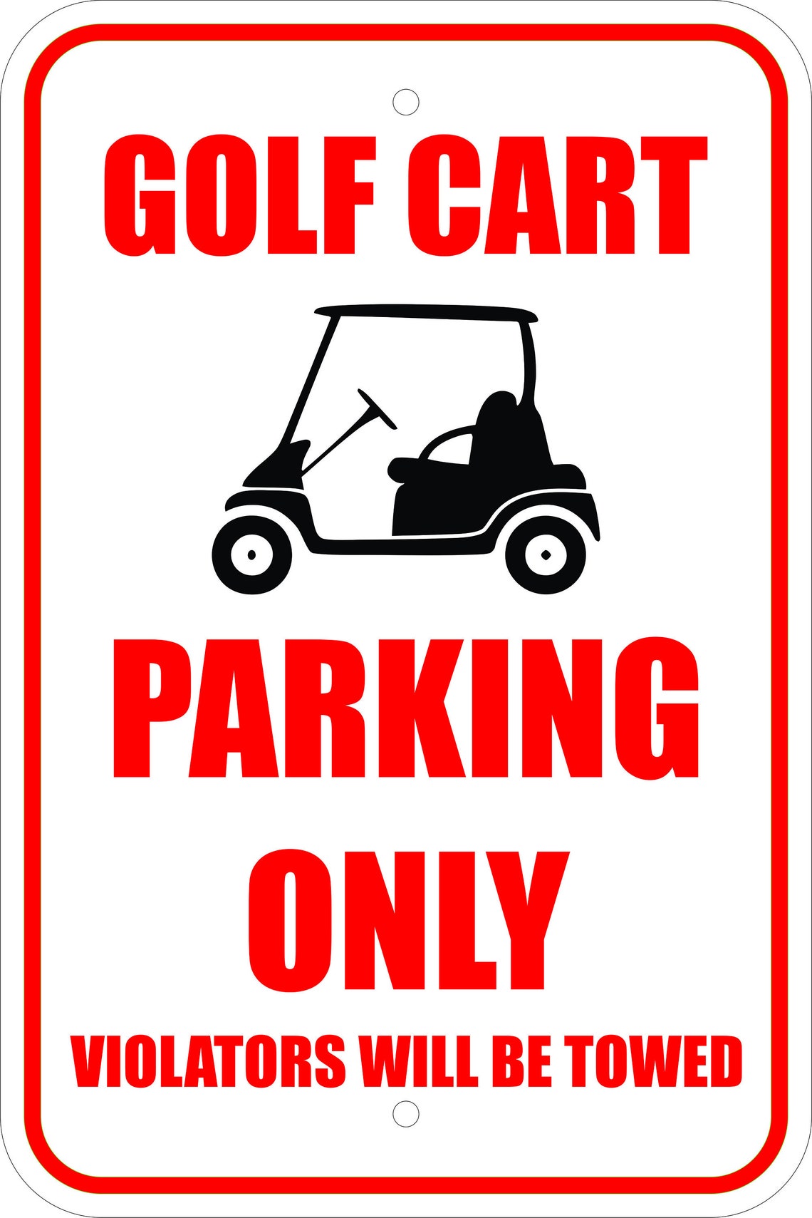 Golf Cart Parking Only Sign 12 x 18 Cart Etsy