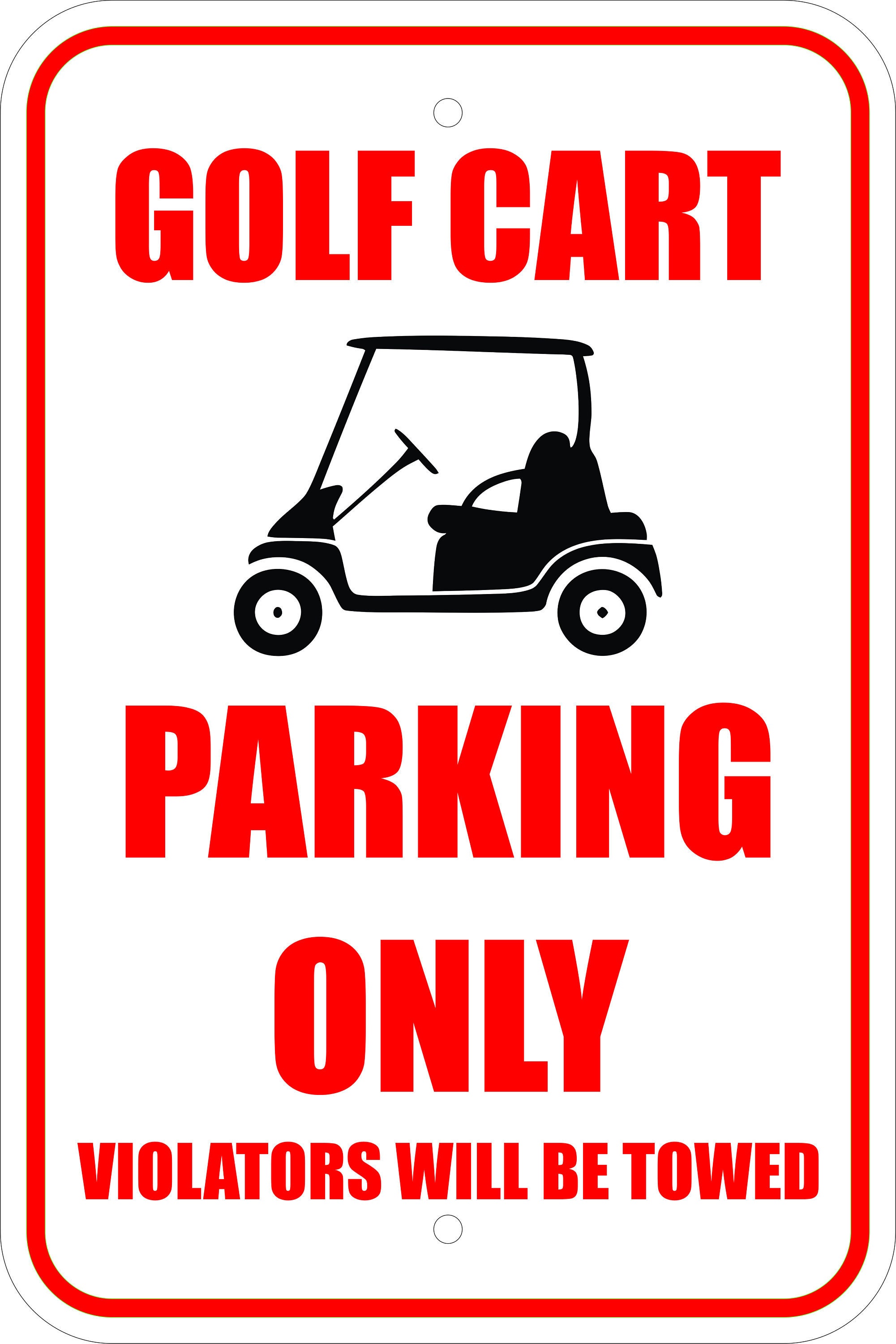 Golf Cart Parking Only Sign 12 x 18 Cart | Etsy