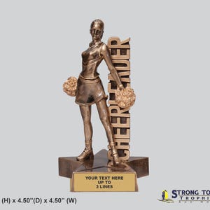 Cheerleader Billboard Resin Trophy 8.25&quot; with Laser Engraved Plate - RST406