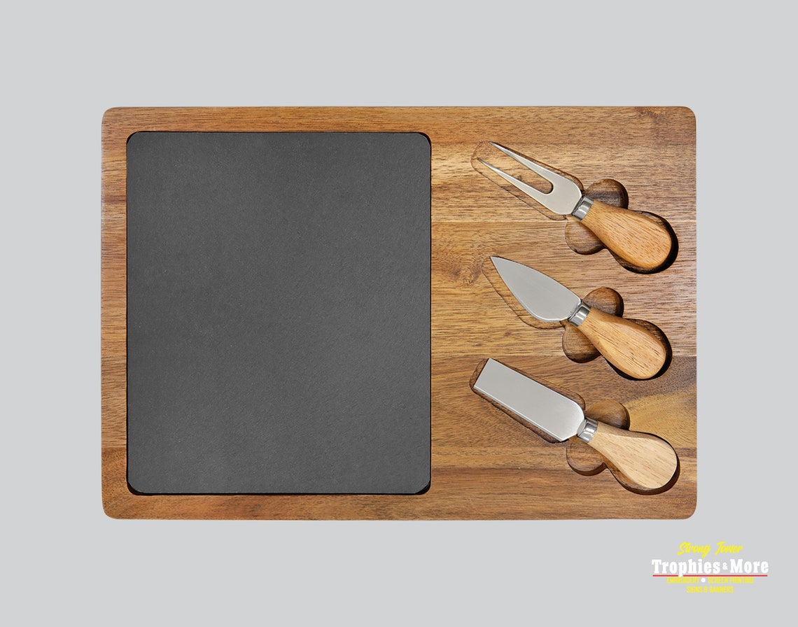 SLT087 17 1/2 x 6 Acacia Wood/Slate Serving Etsy