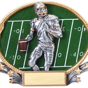 Football Resin Oval Trophy 8 1/4&quot; X 7&quot; -  with Laser Engraved Plate