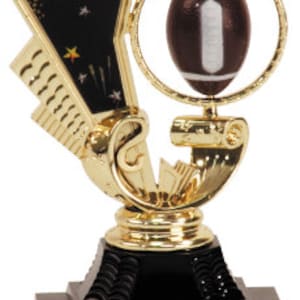Spinning Football Trophy with weighted plastic base 6 3/8&quot; -  with Laser Engraved Plate - AS51