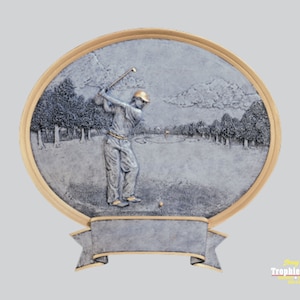 Golf Legend Series Resin Award - Male - with Laser Engraved Plate (54621GS) 4.25&quot; -  with Laser Engraved Plate