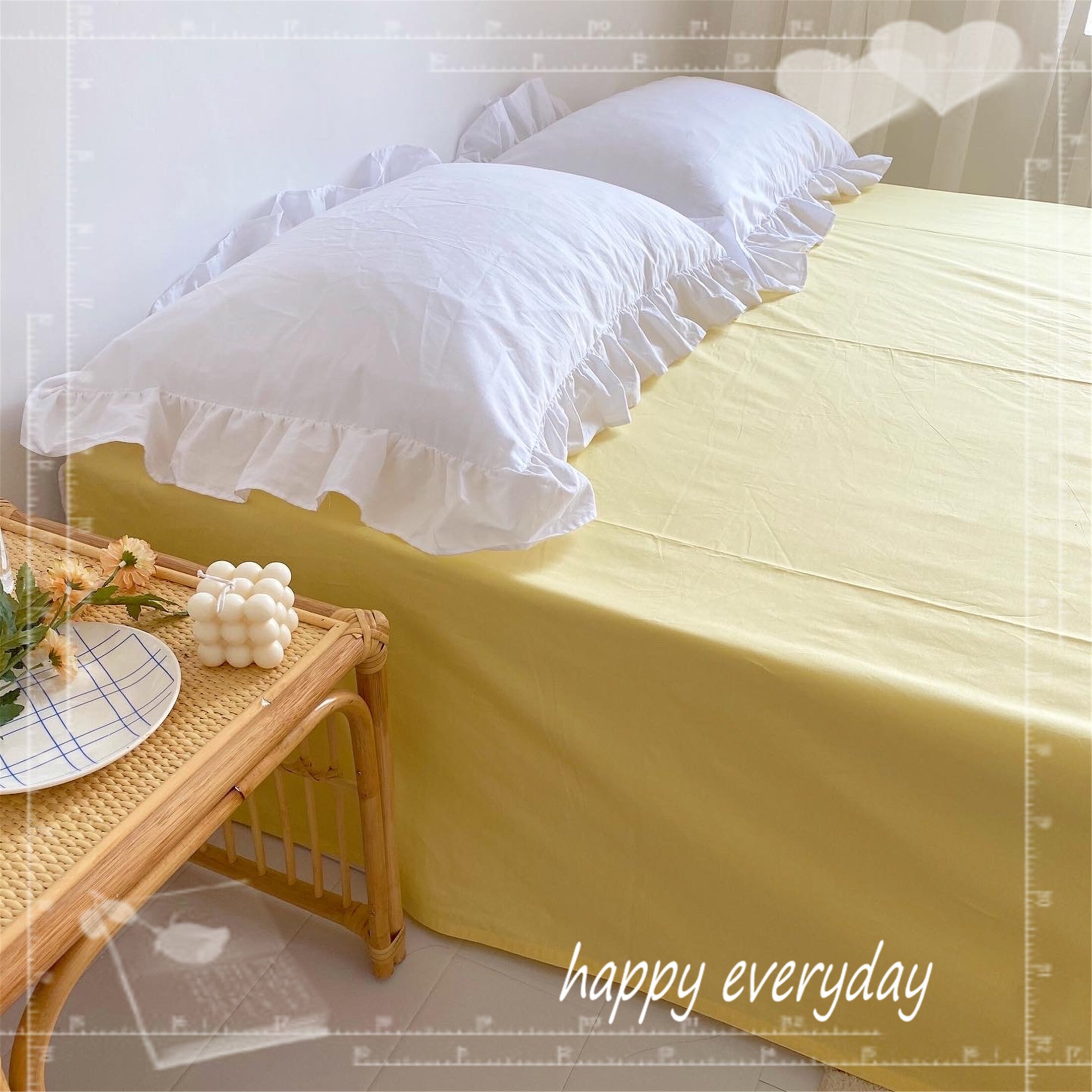 Solid Yellow Fitted Sheet Cotton Bedding Sheet Set Soft Bed Etsy