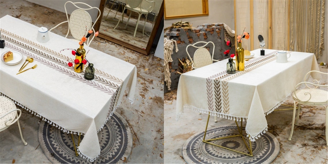 Embroidered Table With Colorful Leaves Table Top With Finishes  Etsy