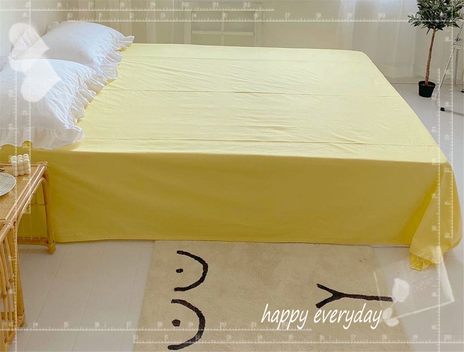 Solid Yellow Fitted Sheet Cotton Bedding Sheet Set Soft Bed Etsy