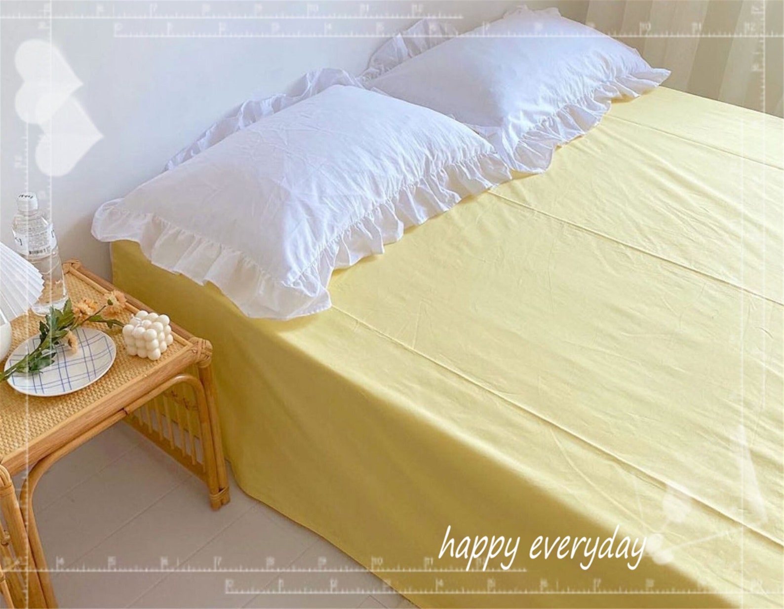 Solid Yellow Fitted Sheet Cotton Bedding Sheet Set Soft Bed Etsy