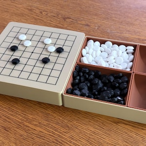 Go Board Game 9x9 Compact Travel-Size Set with Black & White Stones