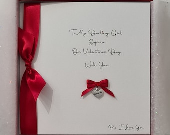 Will You Marry Me Personalised Valentines Card Contemporary Design  Engagement Lover Girlfriend Boyfriend Partner Any Colour (SKU1180)