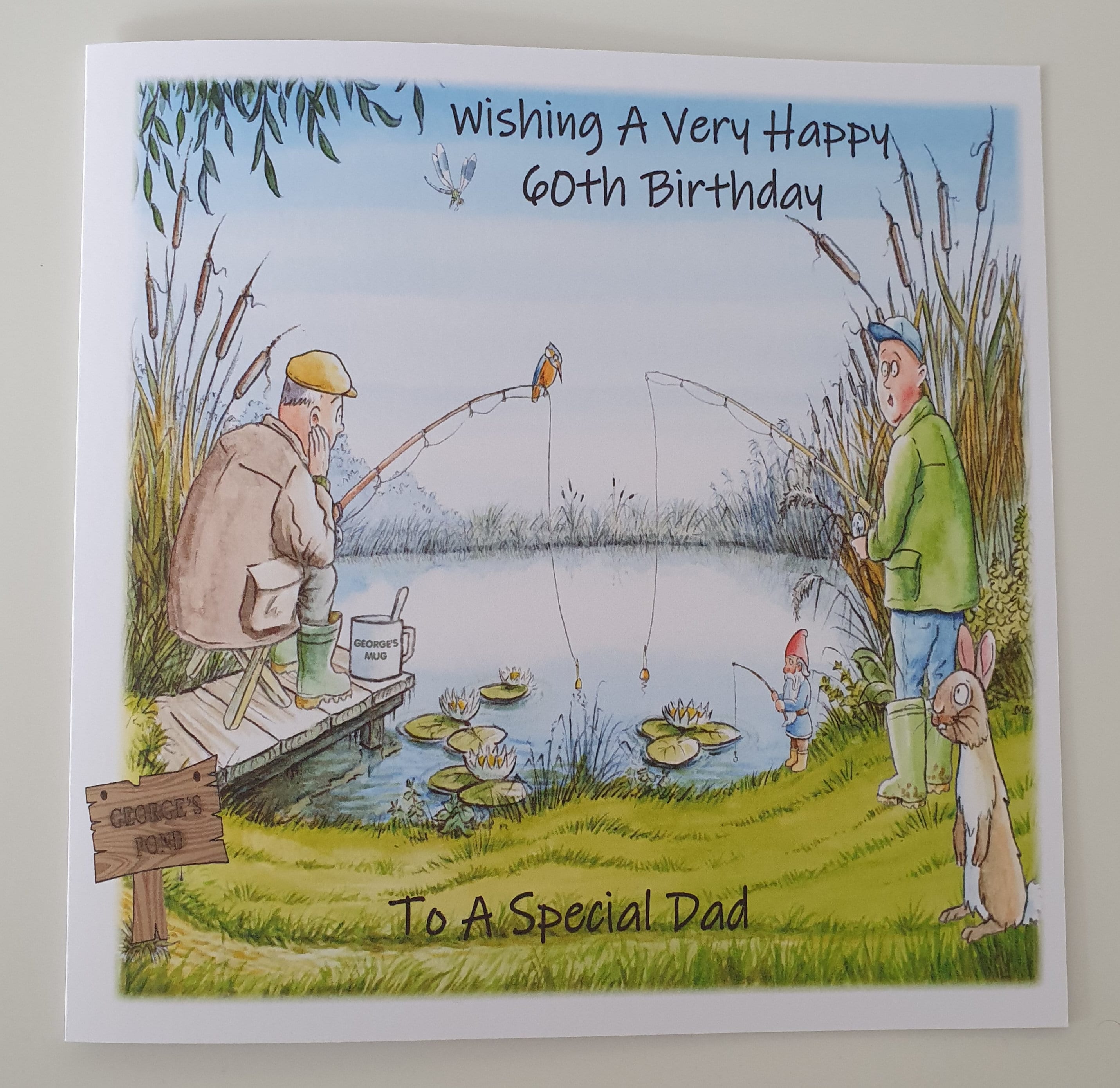 Personalised Fishing Theme Birthday Card Dad Grandpa Any Relation or Age  SKU83 