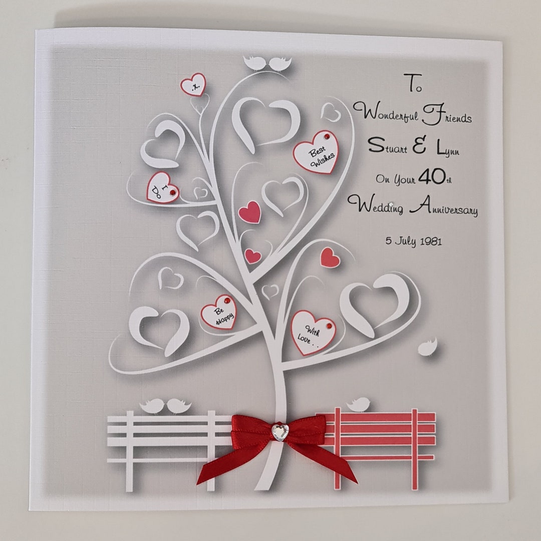 Personalised 40th Ruby Wedding Anniversary Card Wonderful Friends Any ...