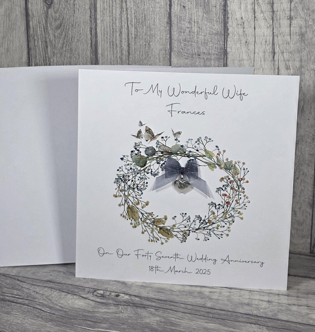 Personalised Anniversary Card Husband Wife 47th 1st 10th 25th 35th 40th ...