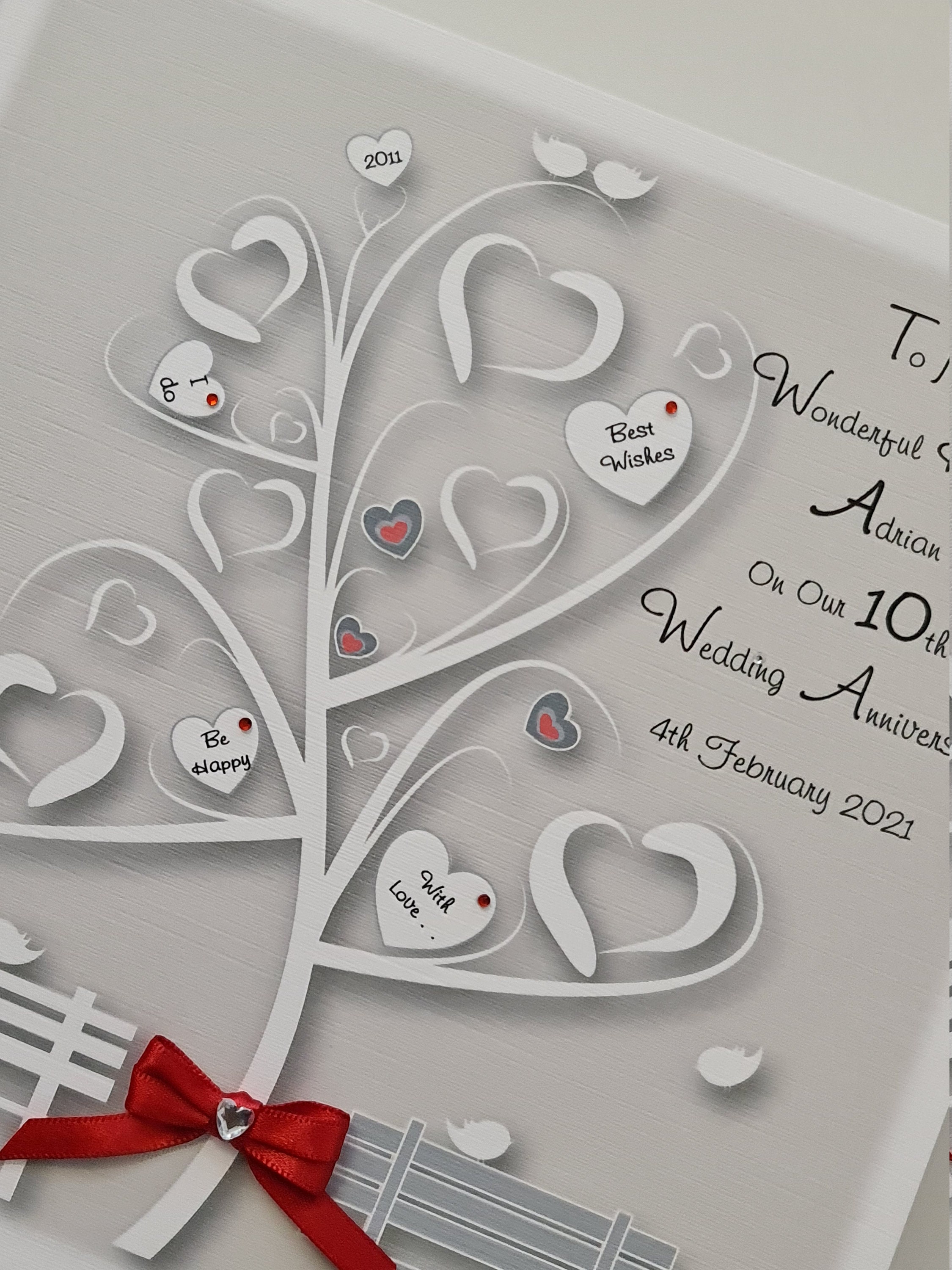 Personalised 10th Anniversary Card (tin) Husband Wife Any Year or ...