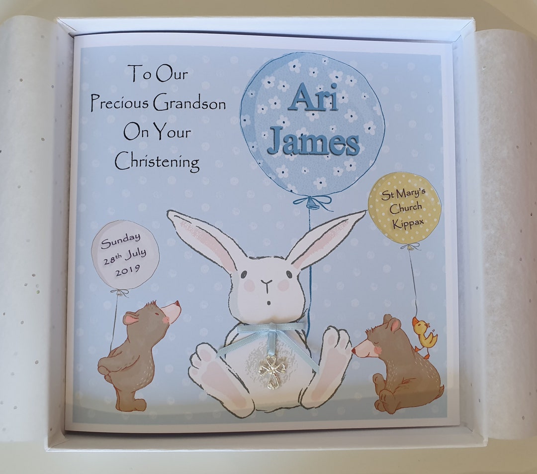 Personalised Grandson Christening Card Dedication Baptism Any Relation