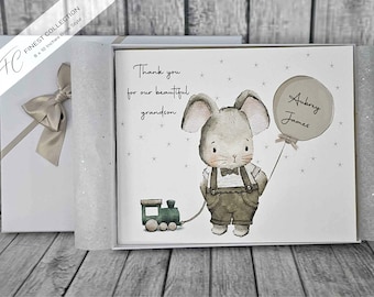 Finest Collection Personalised Thankyou Grandson Grandparent Card New Baby Nephew Godson Brother Mouse Design Something Special SKUFC15