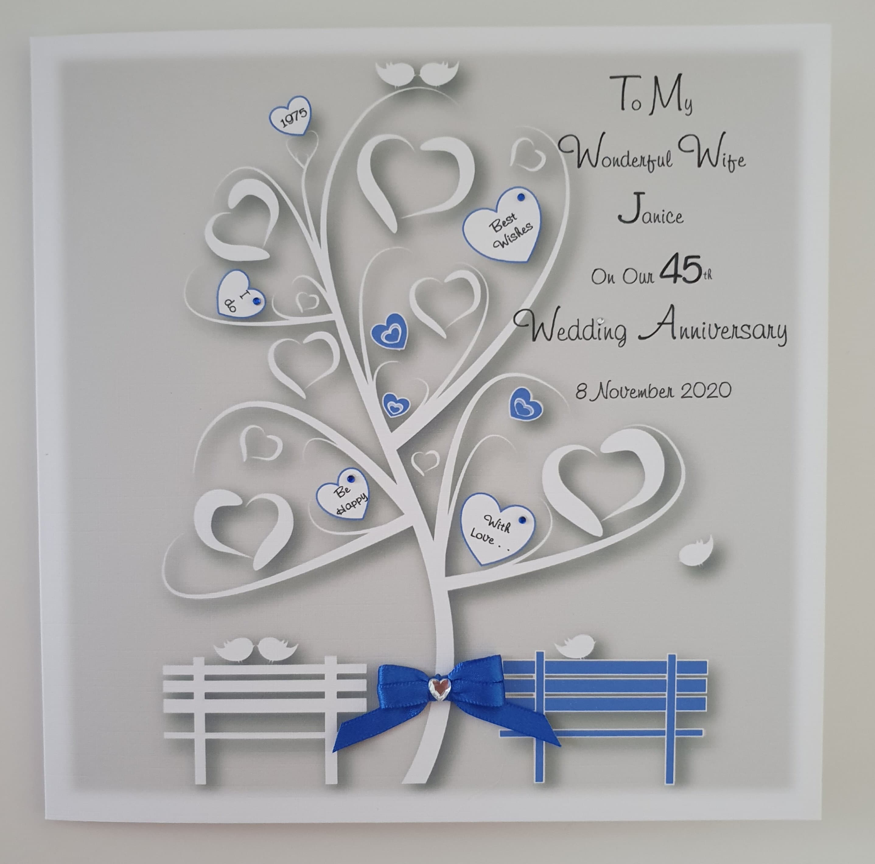 Anniversary Cards 45th Wedding Anniversary Card Personalised Sapphire ...
