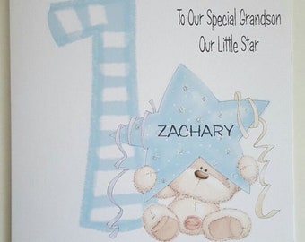 Personalised 1st 2nd 3rd Birthday Card Grandson, Son, Nephew, Godson, Any Relation, Age Or Colour (SKU379)
