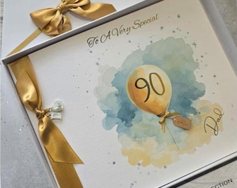 Personalised 90th Birthday Card Dad ANY COLOUR BALLOONS Or Age Also Suitable For Fathers Day (SKU1483)