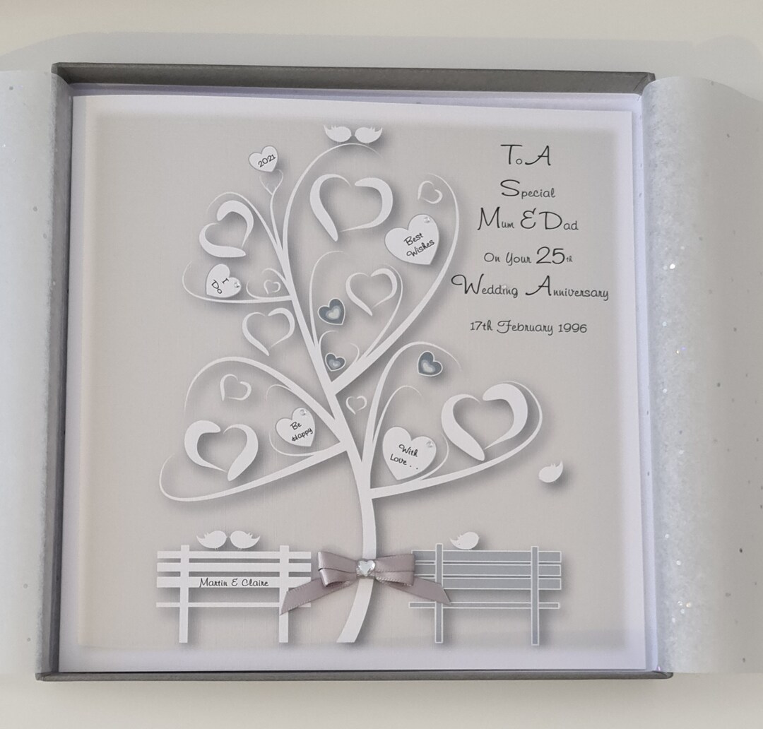 Personalised Silver 25th Wedding Anniversary Card Mum Dad Grandma ...